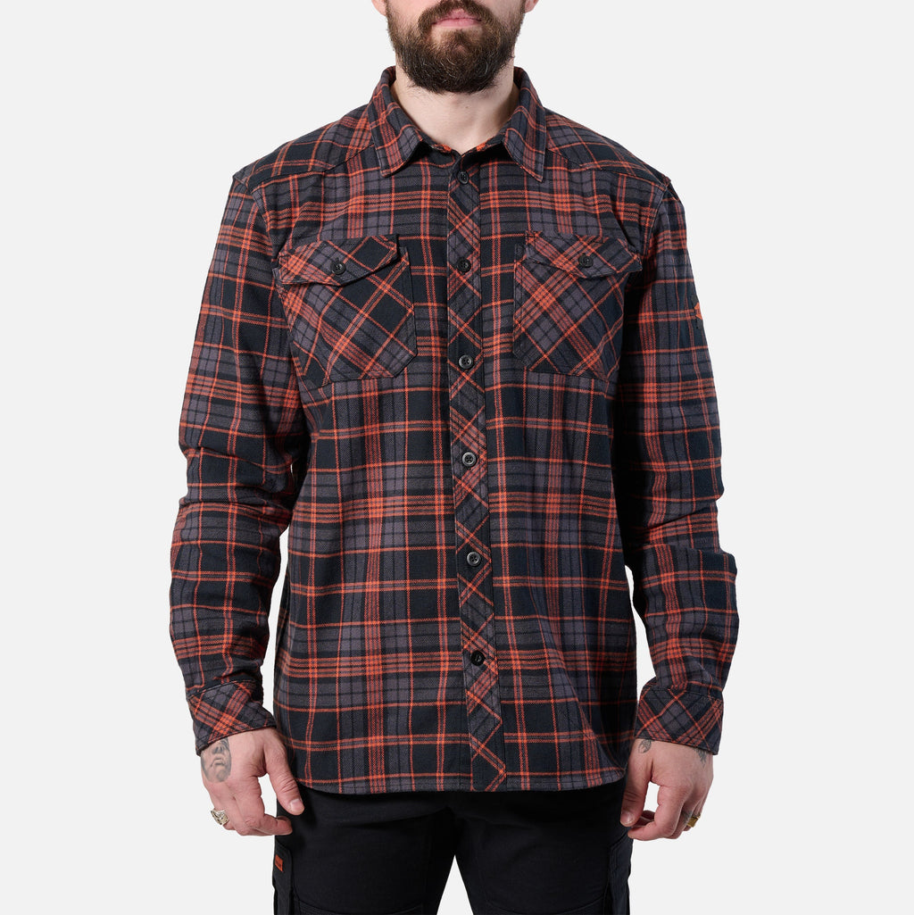 The BRUNT Flannel Shirt - Orange and Black Plaid