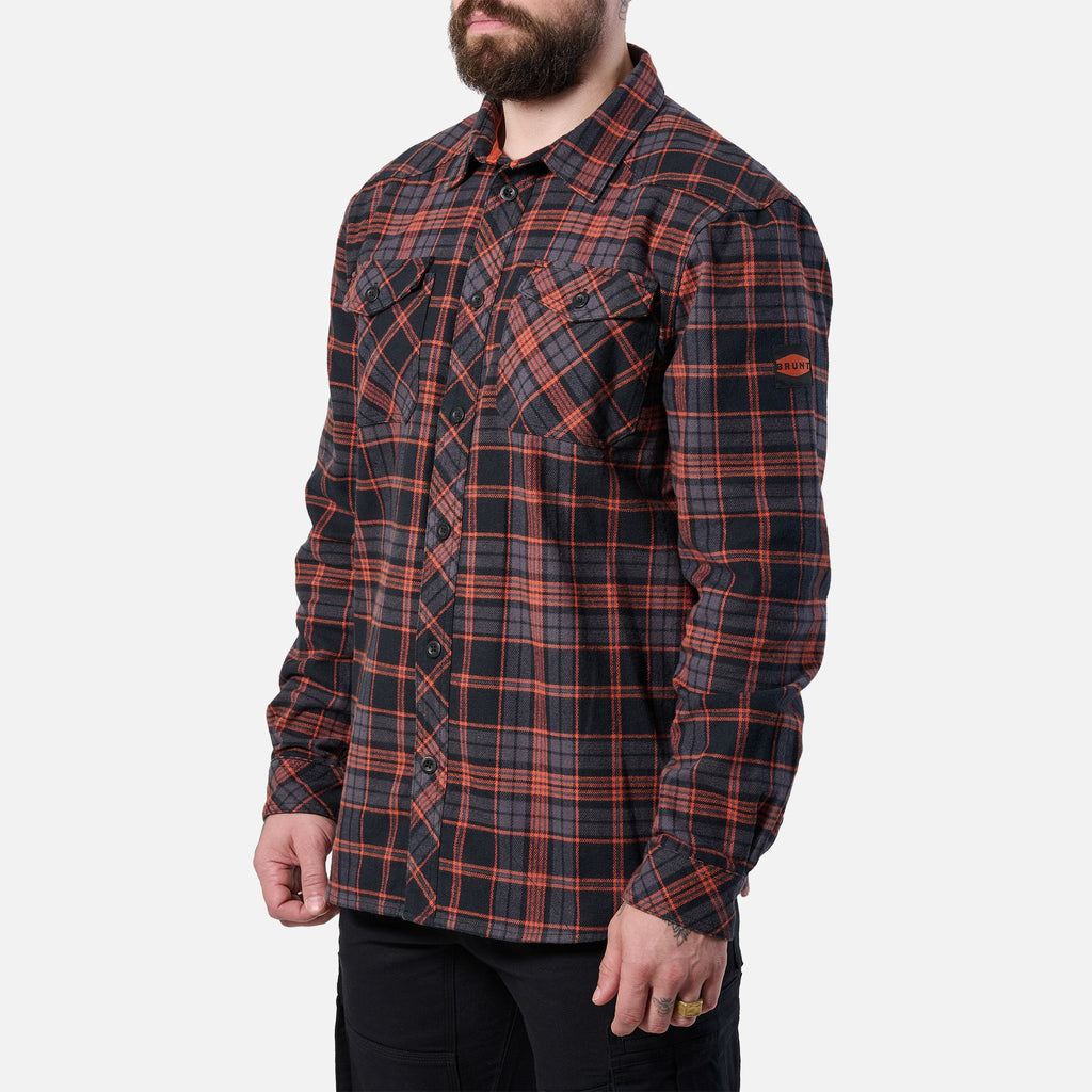 The BRUNT Flannel Shirt - Orange and Black Plaid