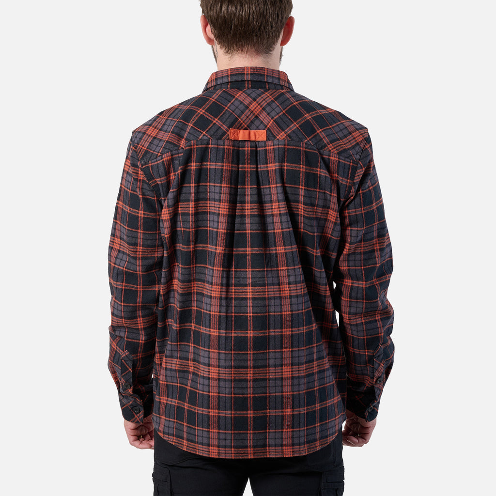 The BRUNT Flannel Shirt - Orange and Black Plaid