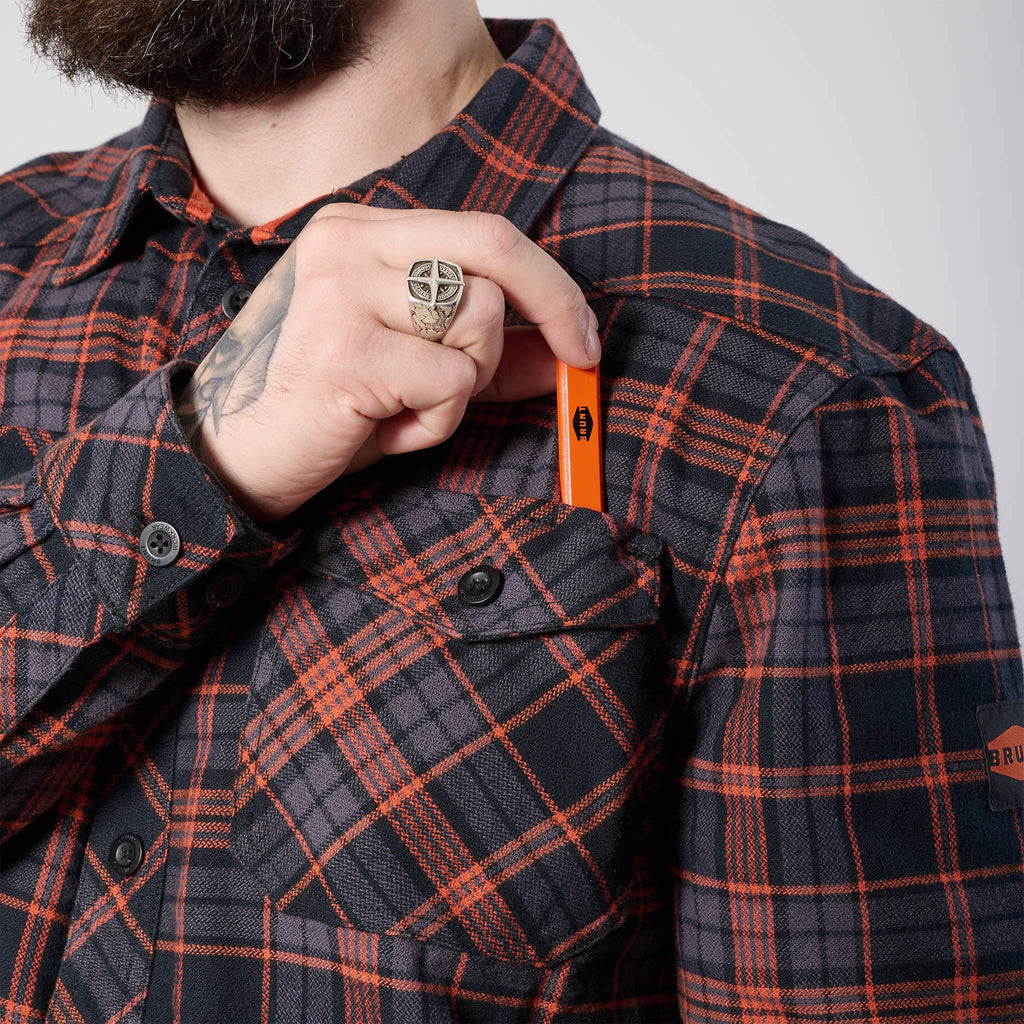 The BRUNT Flannel Shirt - Orange and Black Plaid
