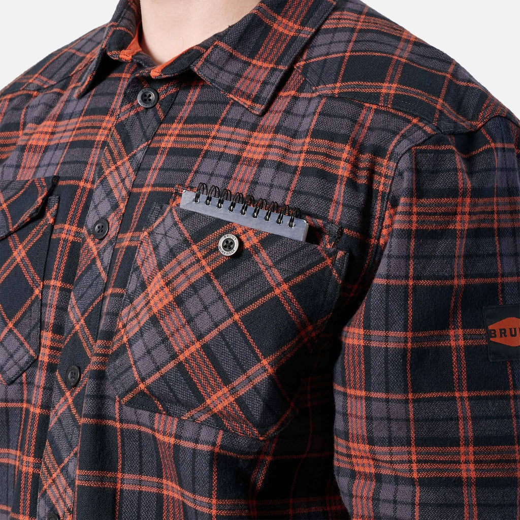 The BRUNT Flannel Shirt - Orange and Black Plaid