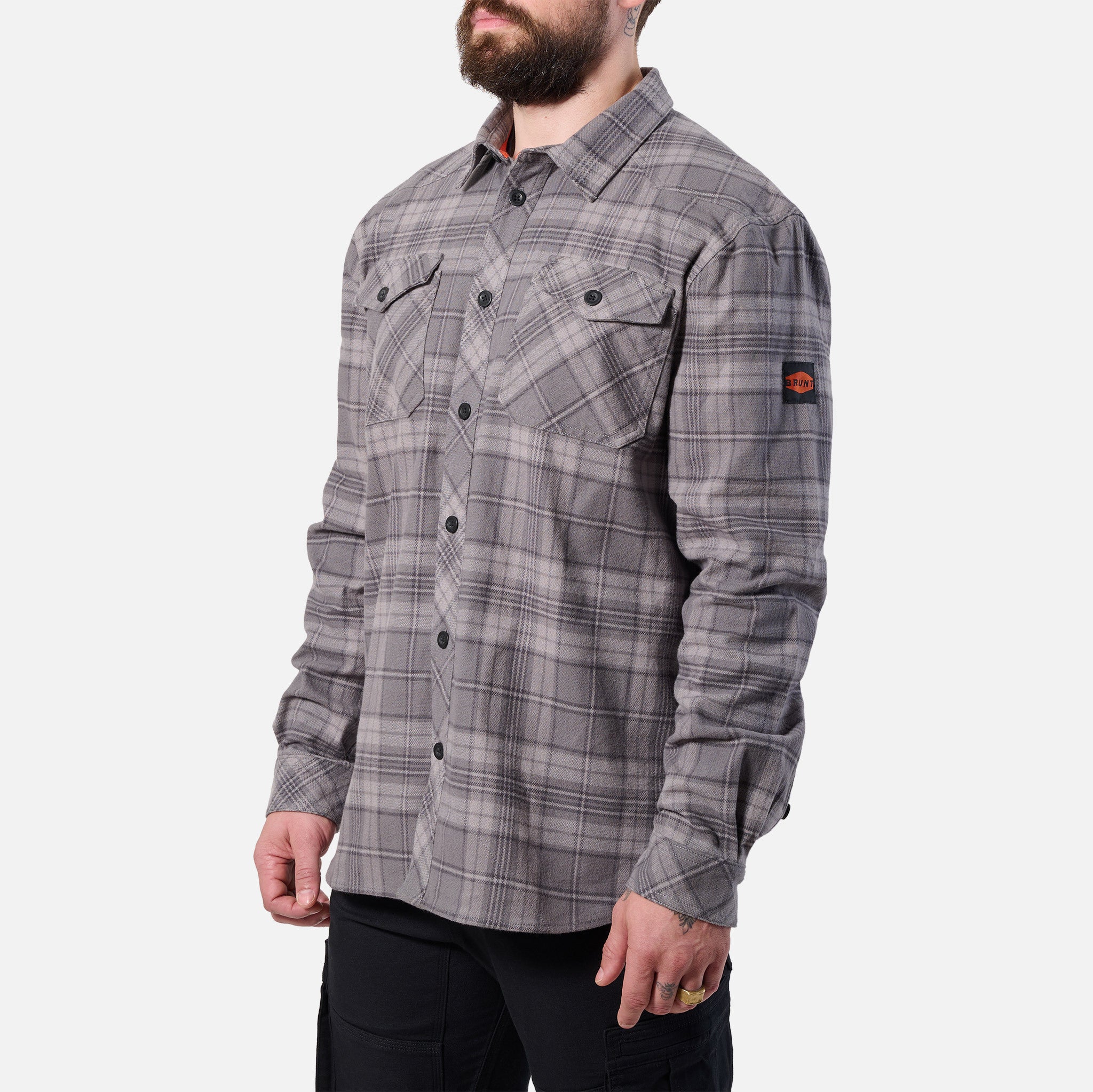 The BRUNT Flannel Shirt - Light Grey Plaid