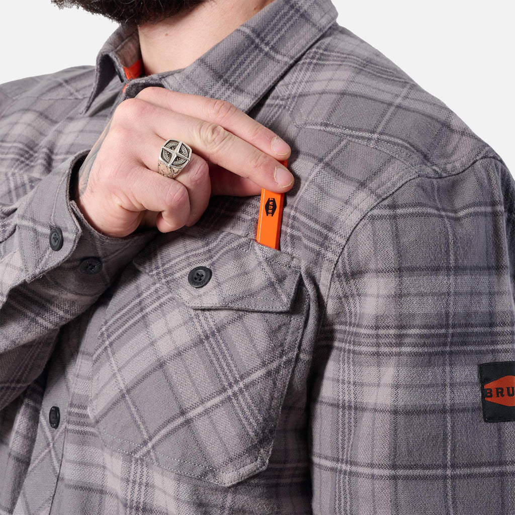 The BRUNT Flannel Shirt - Light Grey Plaid