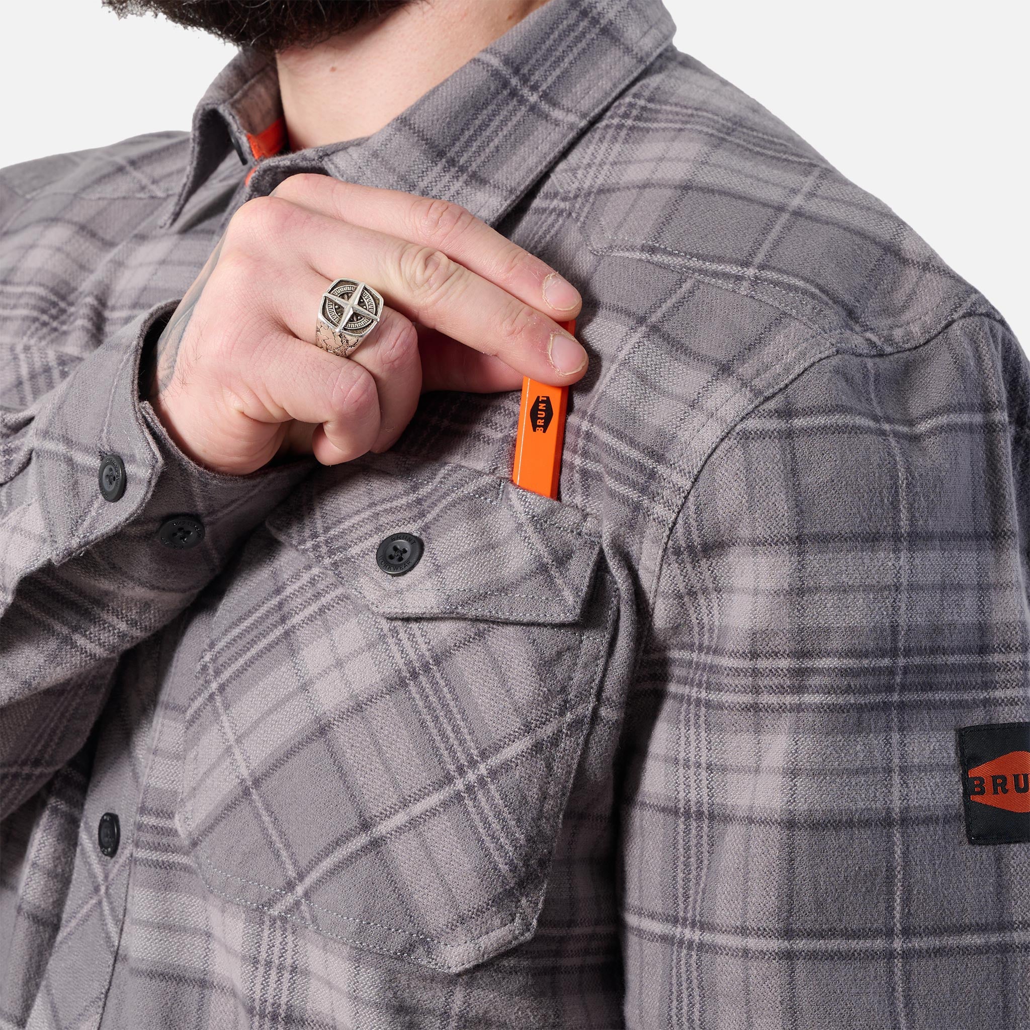 The BRUNT Flannel Shirt - Light Grey Plaid