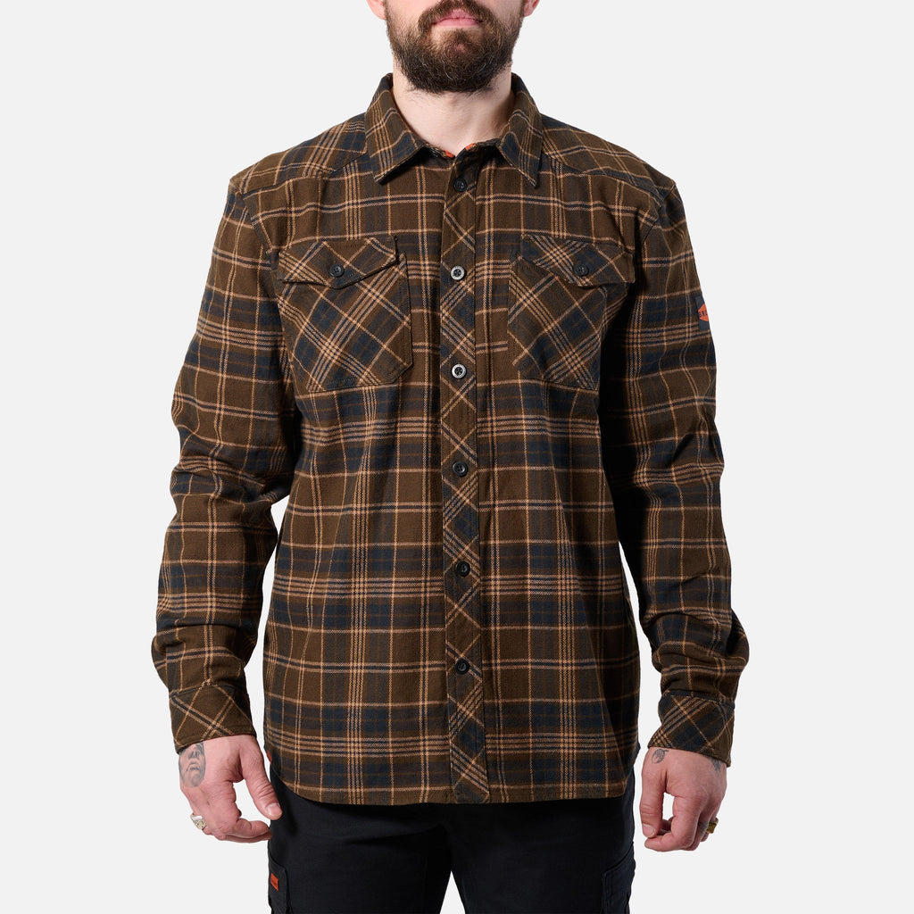 The BRUNT Flannel Shirt - Dark Brown Plaid