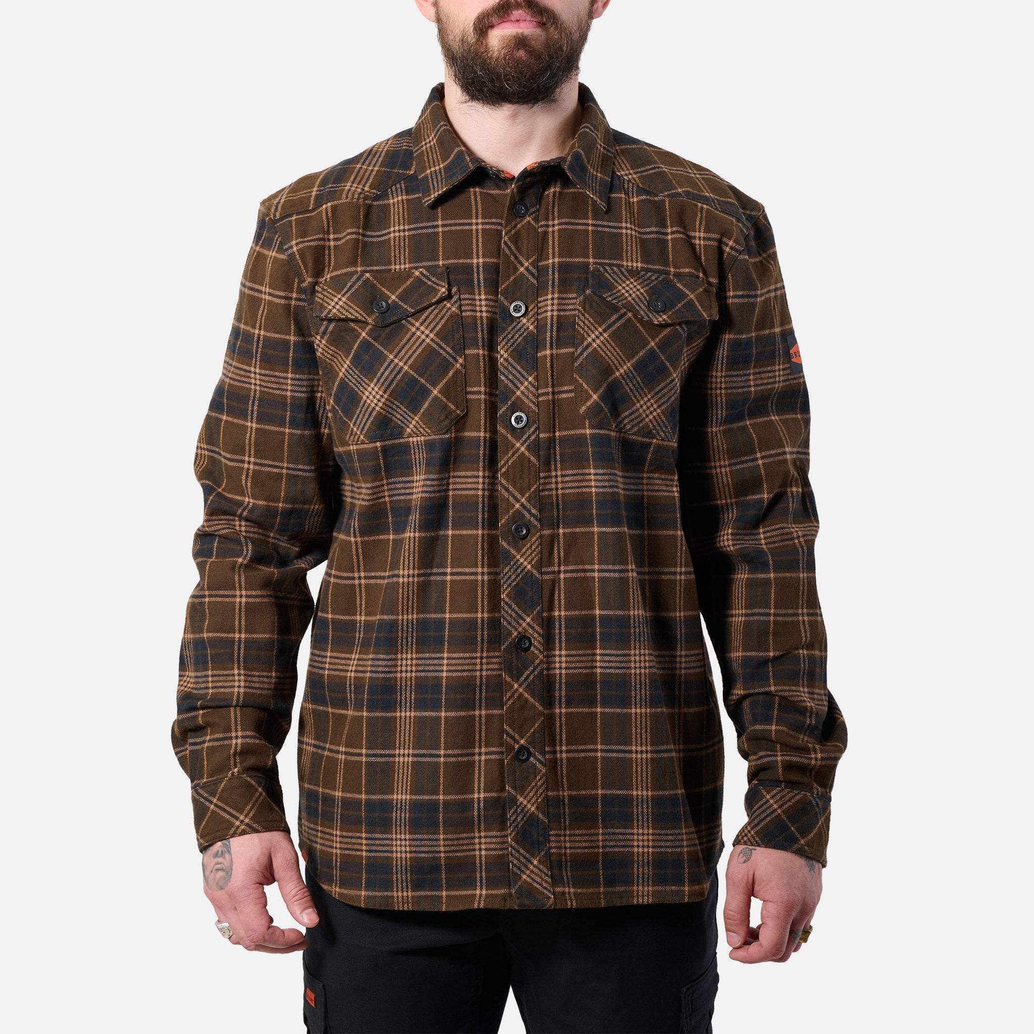 The BRUNT Flannel Shirt - Dark Brown Plaid