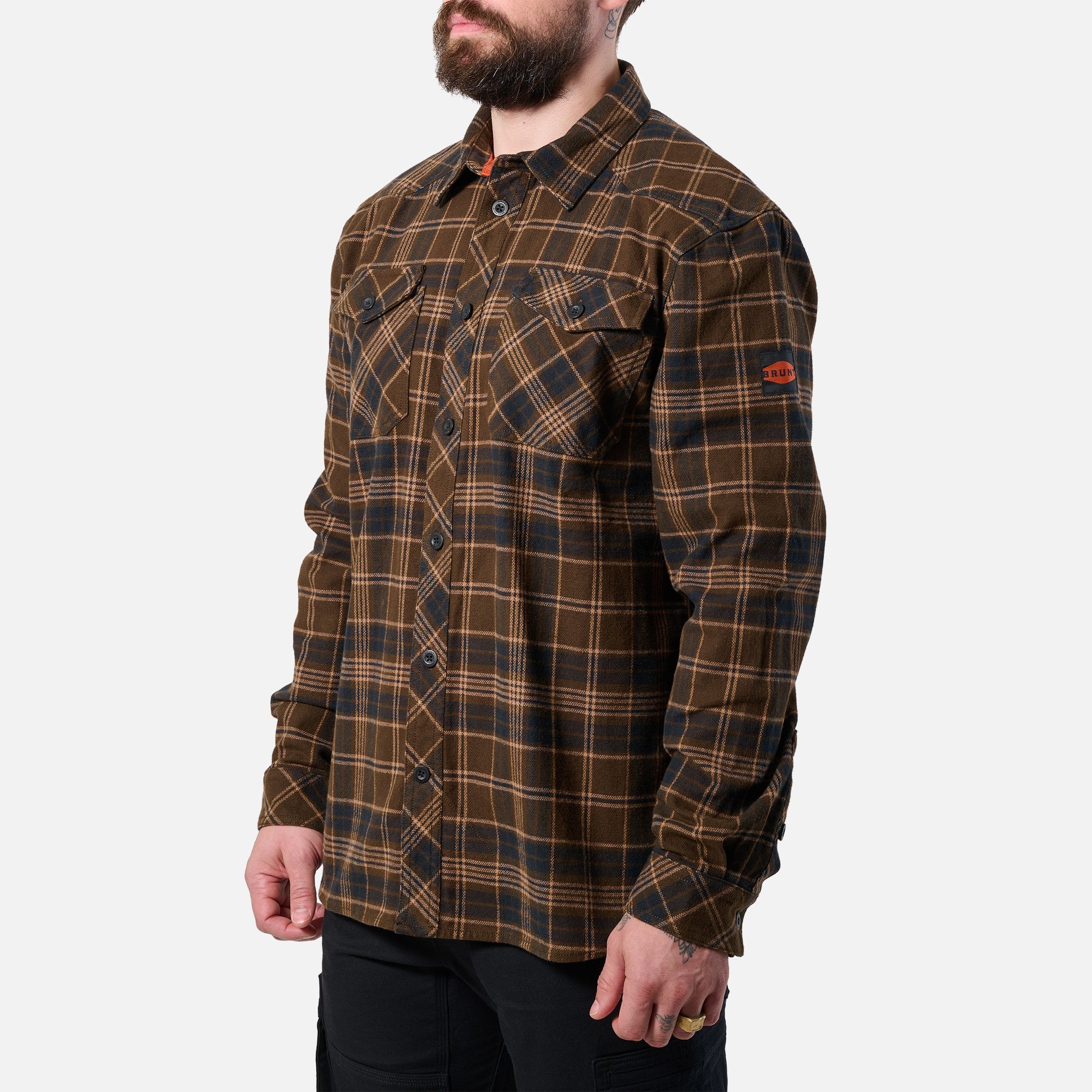 The BRUNT Flannel Shirt - Dark Brown Plaid