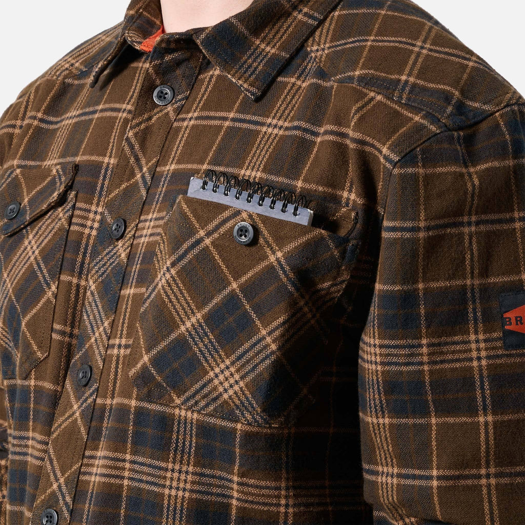 The BRUNT Flannel Shirt - Dark Brown Plaid