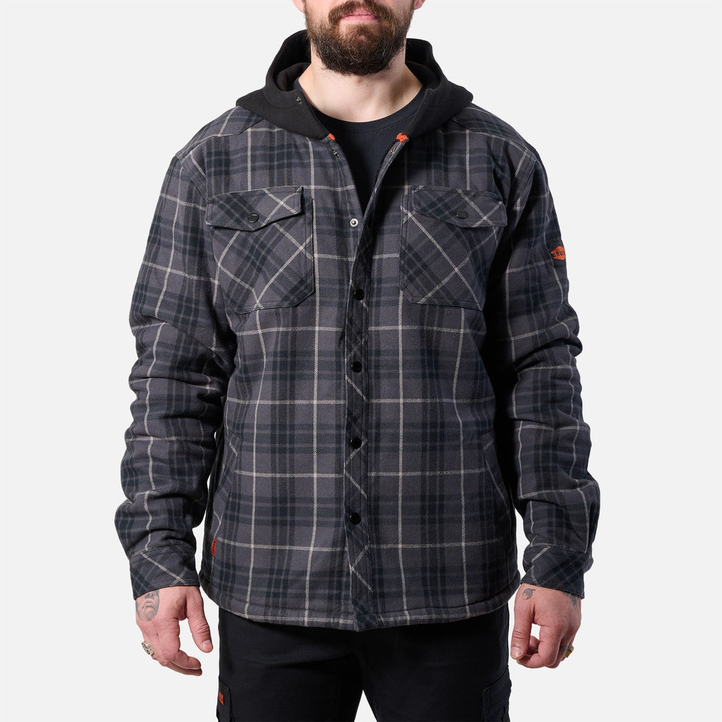 The BRUNT Flannel Jacket - Charcoal and Black Plaid