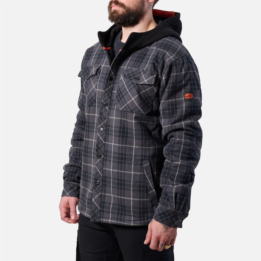 The BRUNT Flannel Jacket - Charcoal and Black Plaid