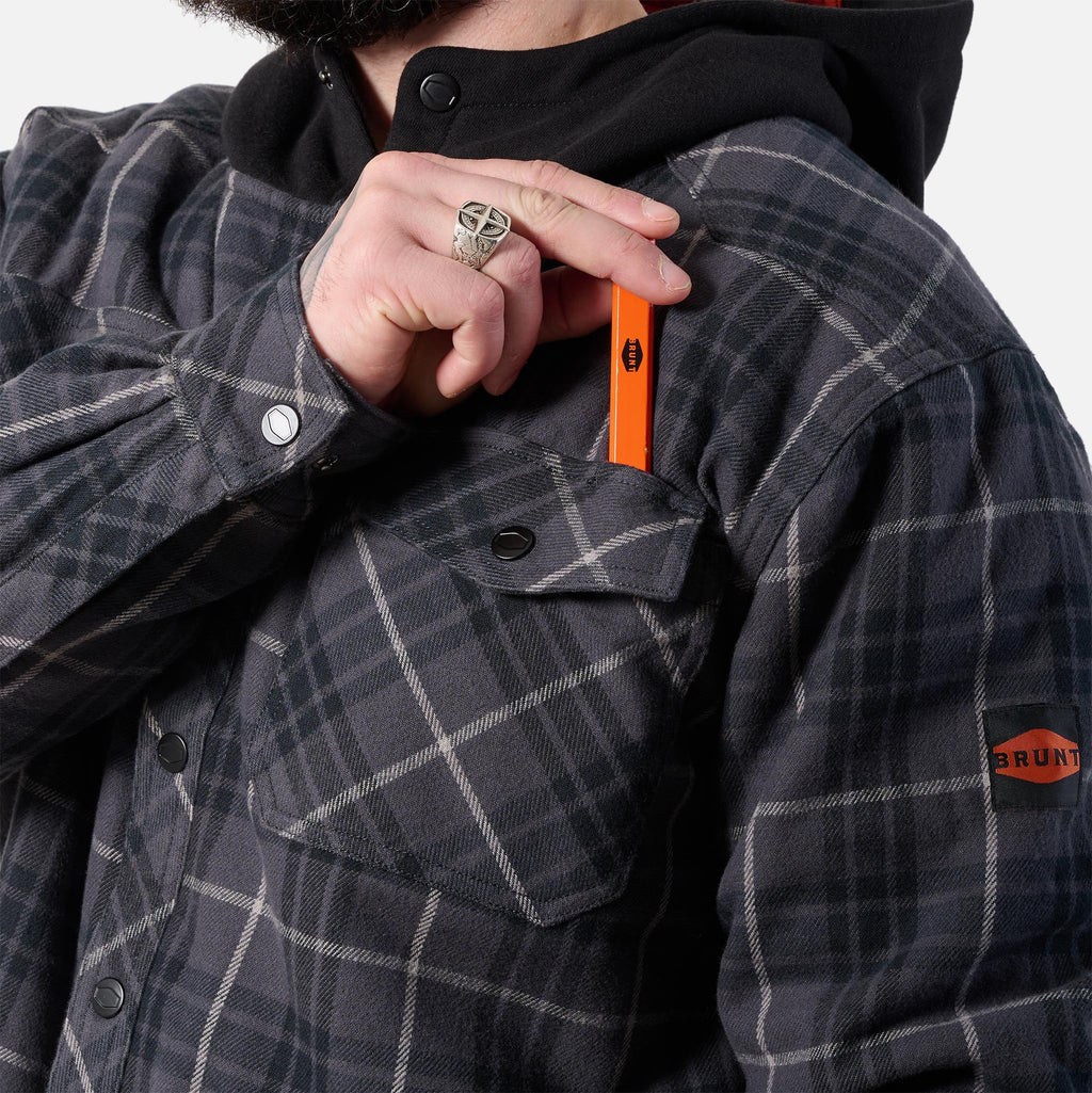 The BRUNT Flannel Jacket - Charcoal and Black Plaid