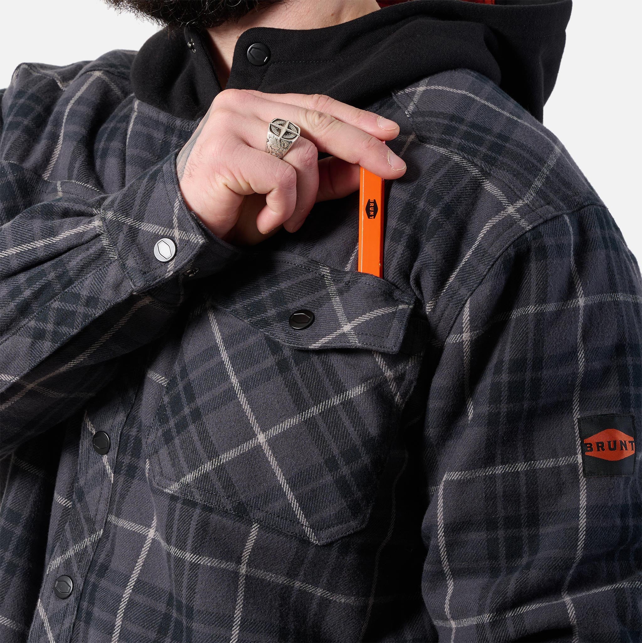 The BRUNT Flannel Jacket - Charcoal and Black Plaid