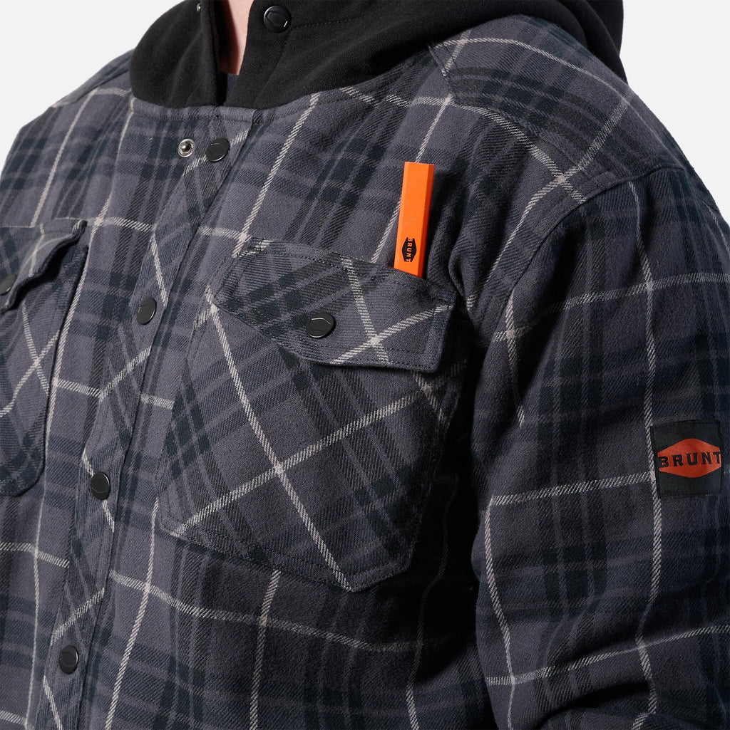 The BRUNT Flannel Jacket - Charcoal and Black Plaid