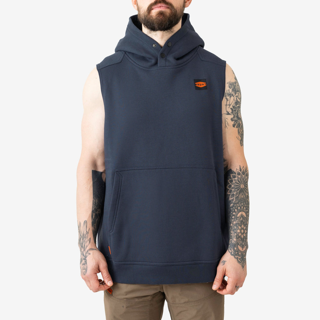 The Shevlin Sleeveless Hoodie - Navy Blue