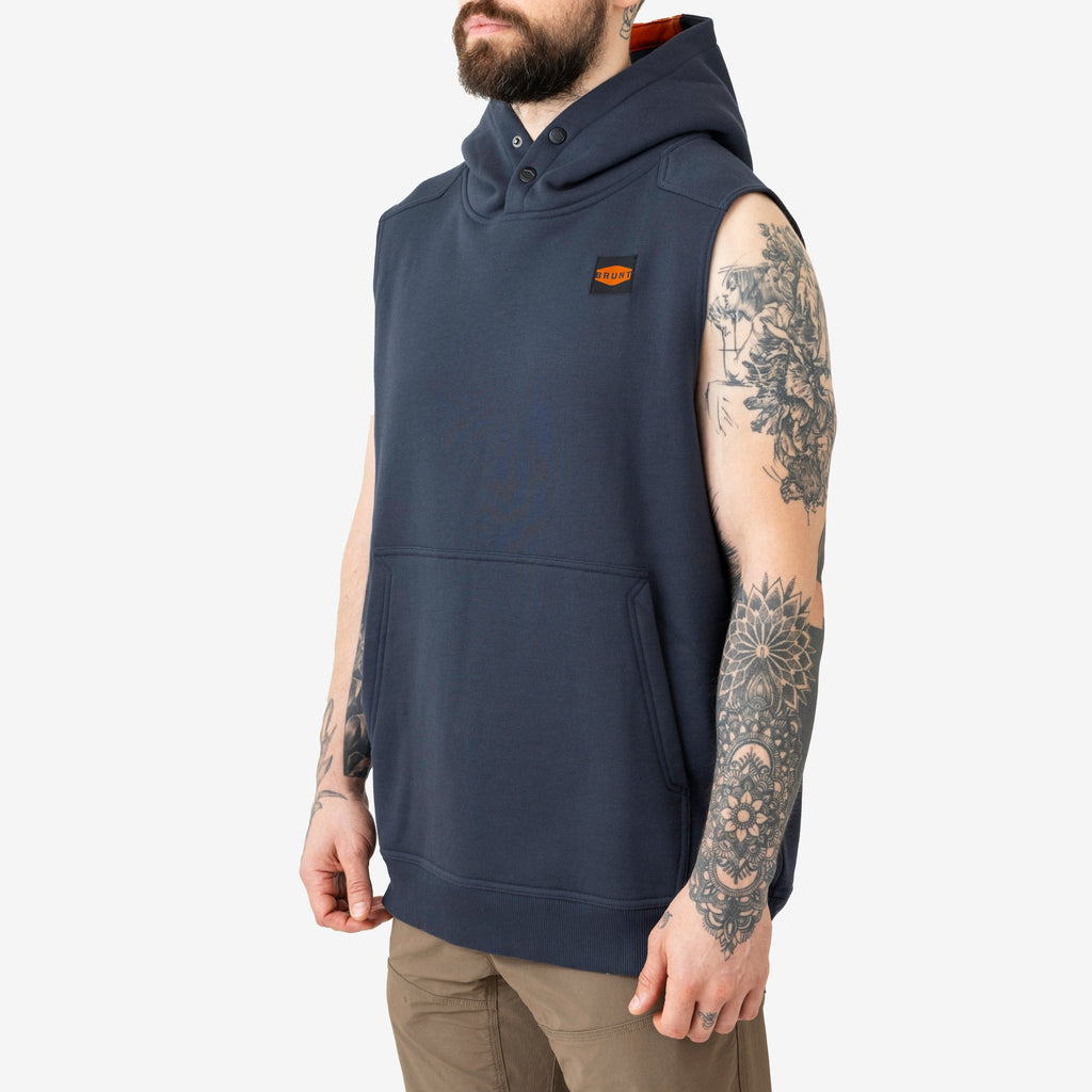 The Shevlin Sleeveless Hoodie - Navy Blue