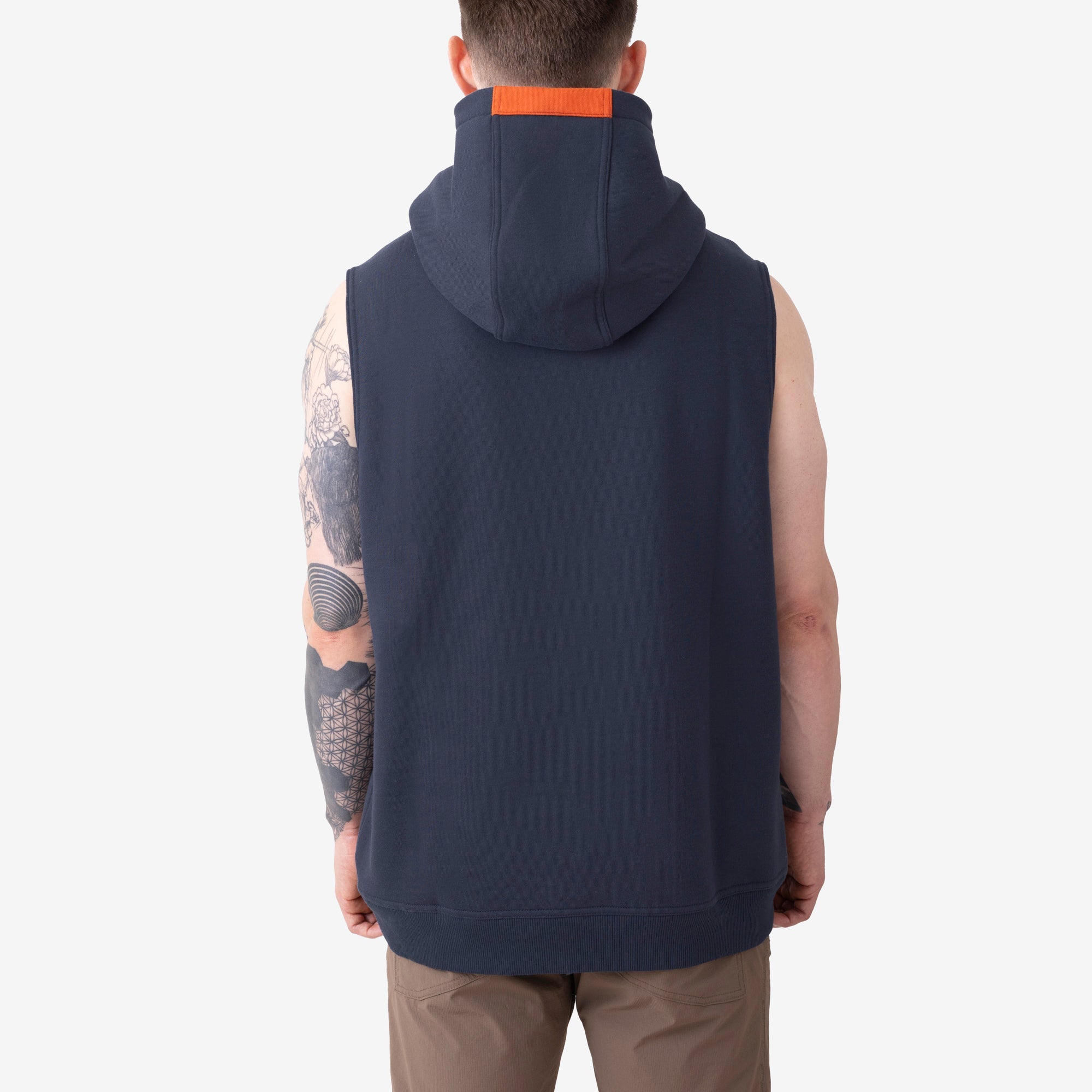 The Shevlin Sleeveless Hoodie - Navy Blue