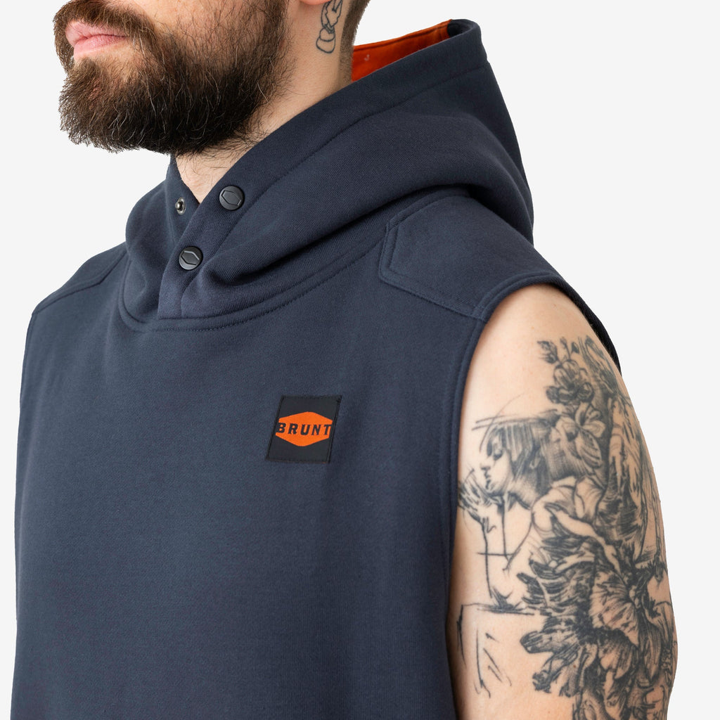 The Shevlin Sleeveless Hoodie - Navy Blue