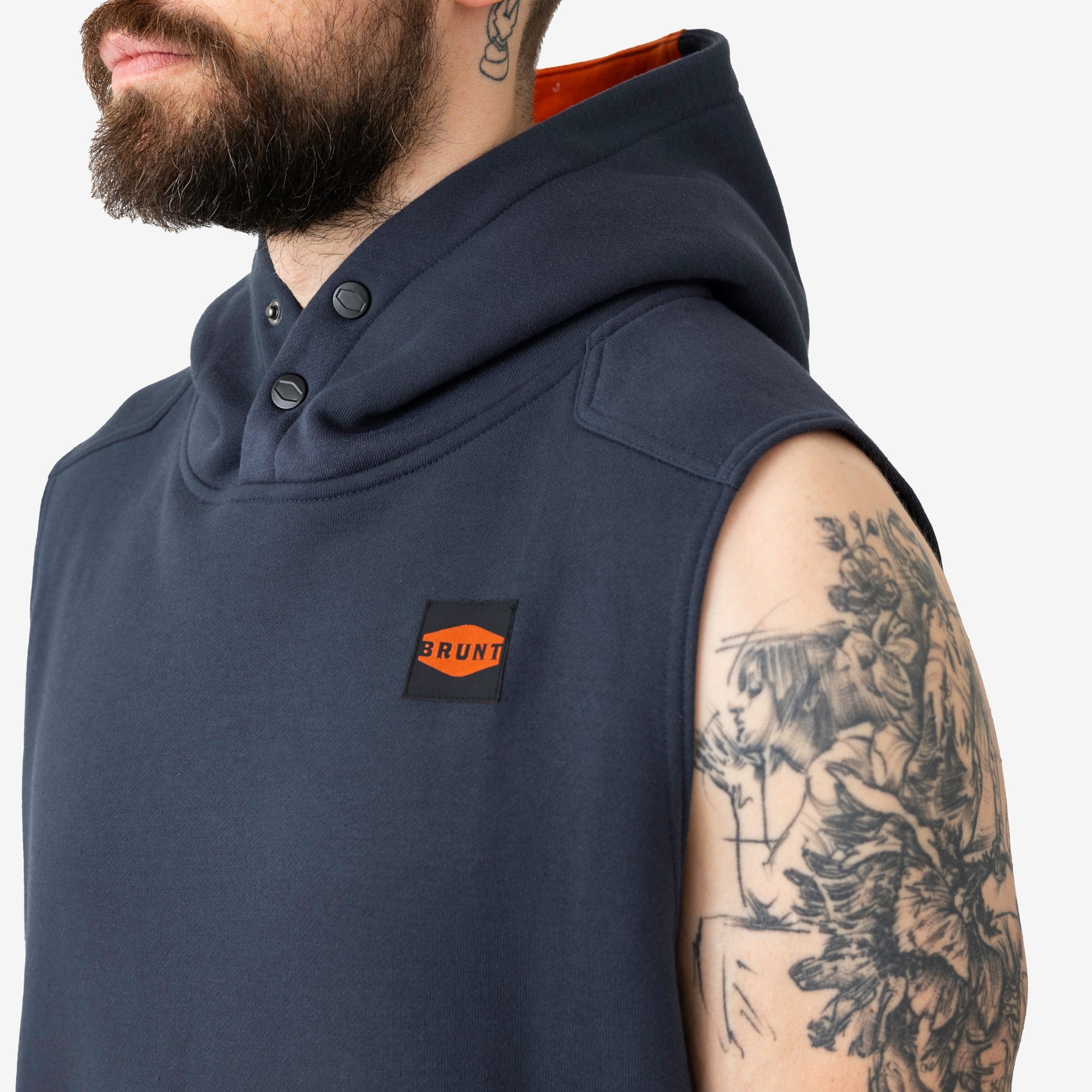 The Shevlin Sleeveless Hoodie - Navy Blue