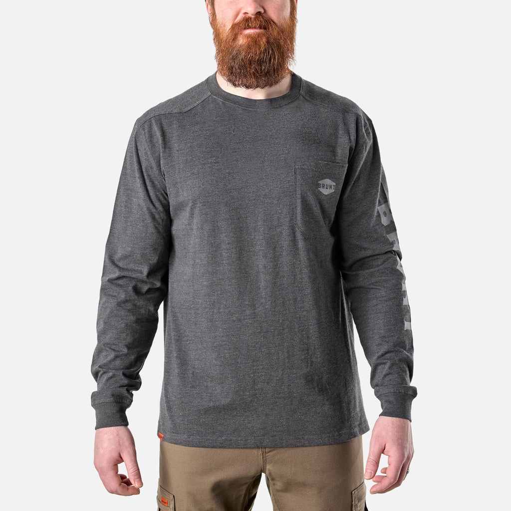 The Martin Long Sleeve Pocket Tee - Dark Grey Heather