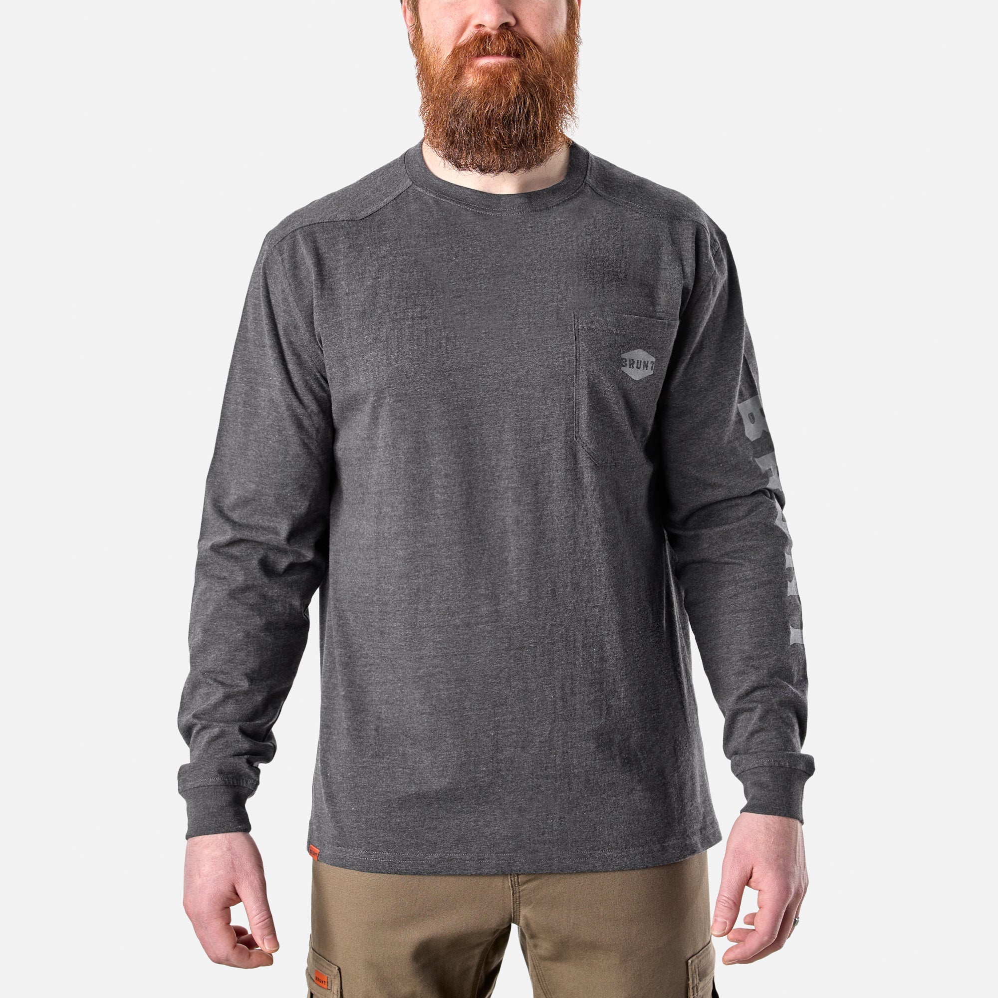 The Martin Long Sleeve Pocket Tee - Dark Grey Heather