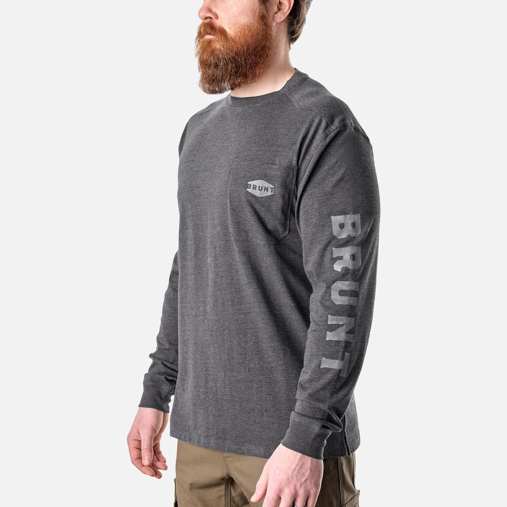 The Martin Long Sleeve Pocket Tee - Dark Grey Heather