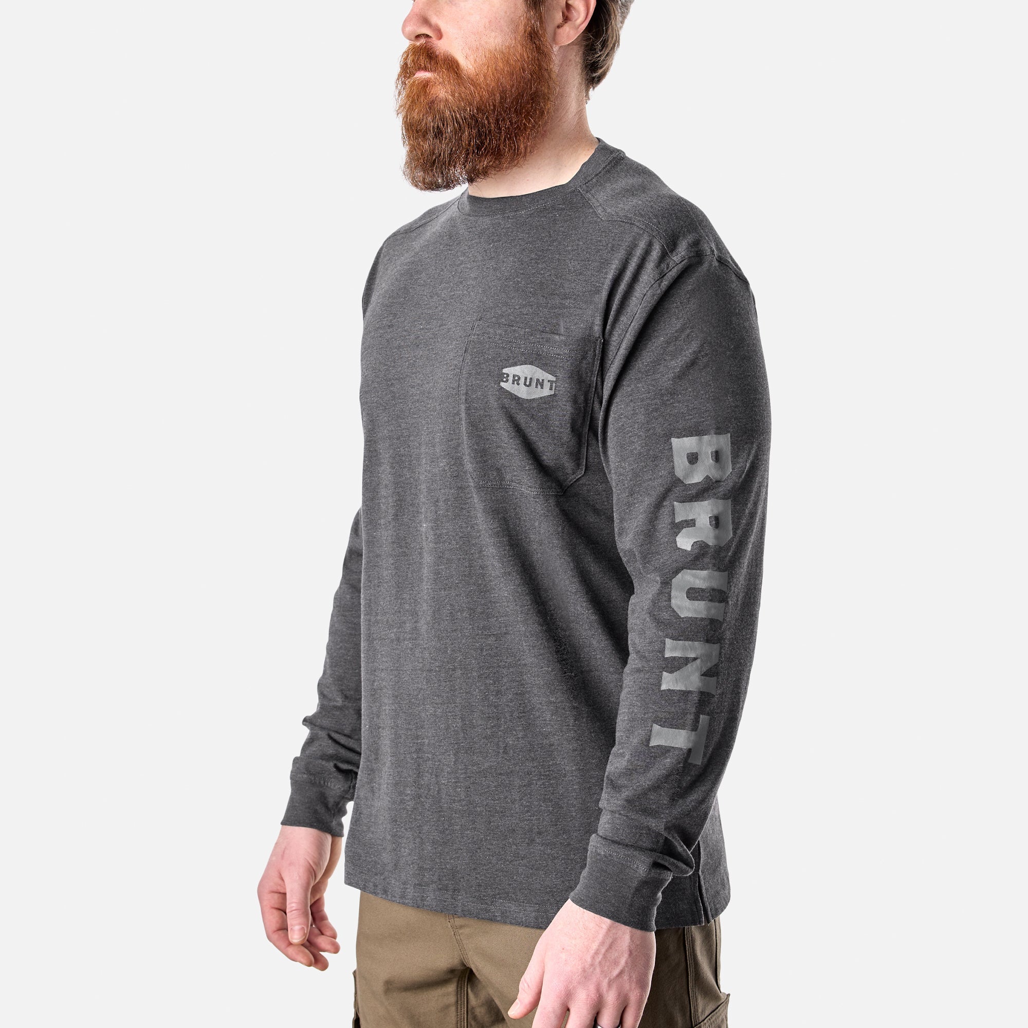 The Martin Long Sleeve Pocket Tee - Dark Grey Heather