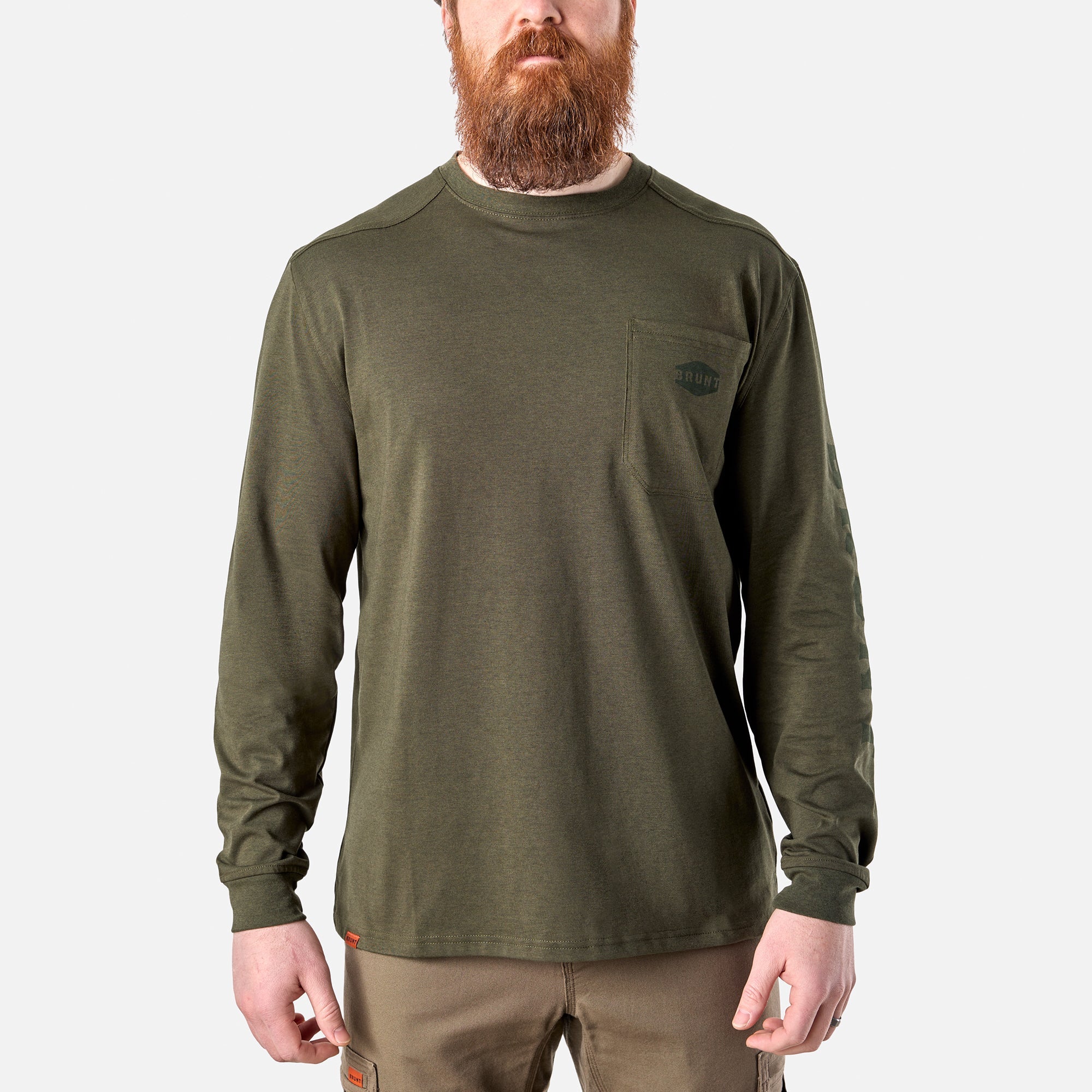 The Martin Long Sleeve Pocket Tee - Army Green Heather