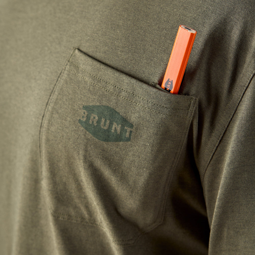 The Martin Long Sleeve Pocket Tee - Army Green Heather