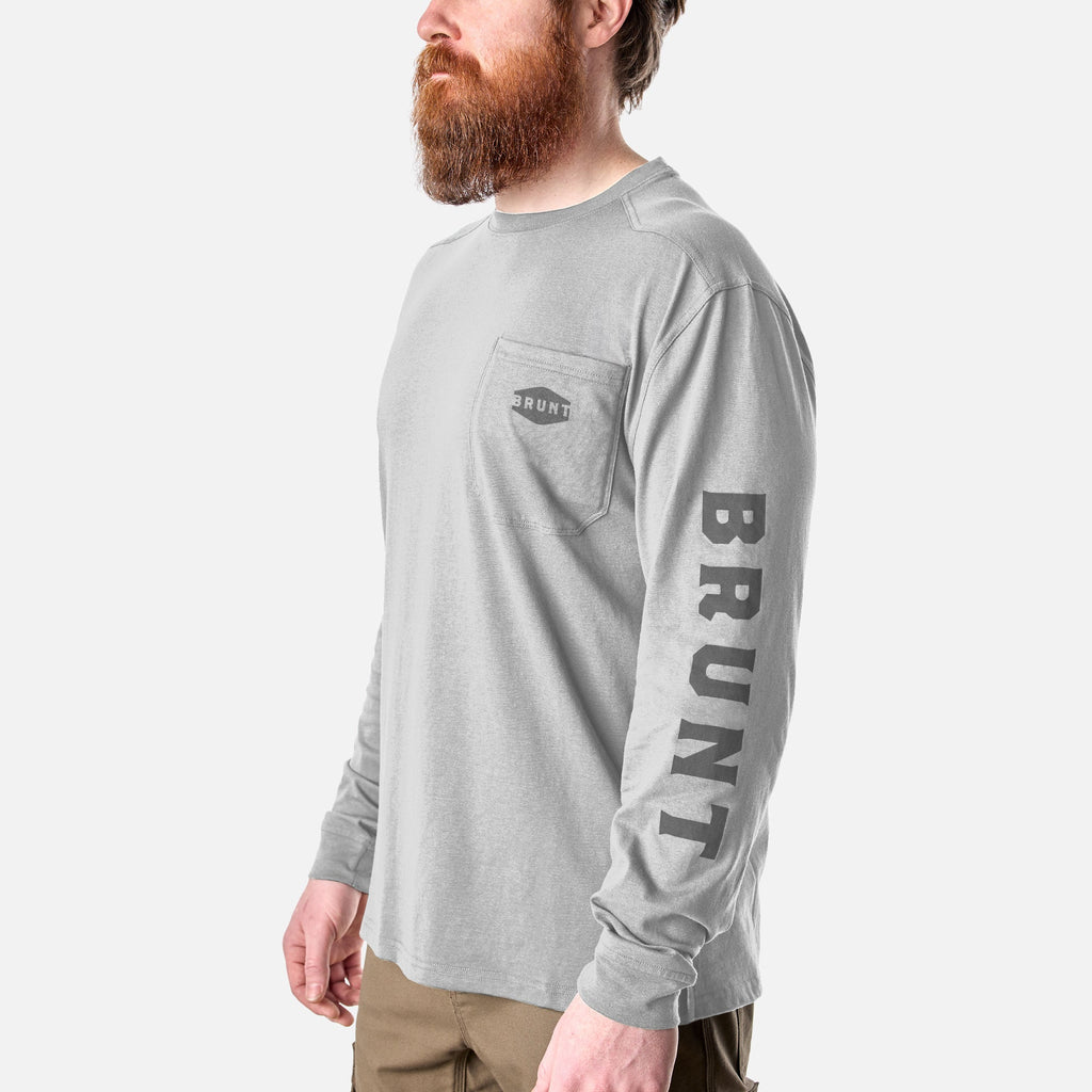 The Martin Long Sleeve Pocket Tee - Light Grey Heather