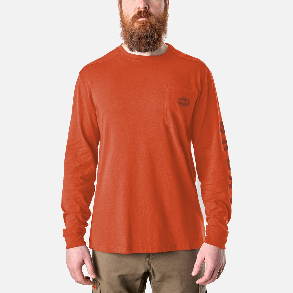 The Martin Long Sleeve Pocket Tee - BRUNT Orange