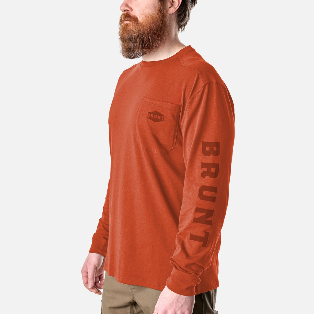 The Martin Long Sleeve Pocket Tee - BRUNT Orange