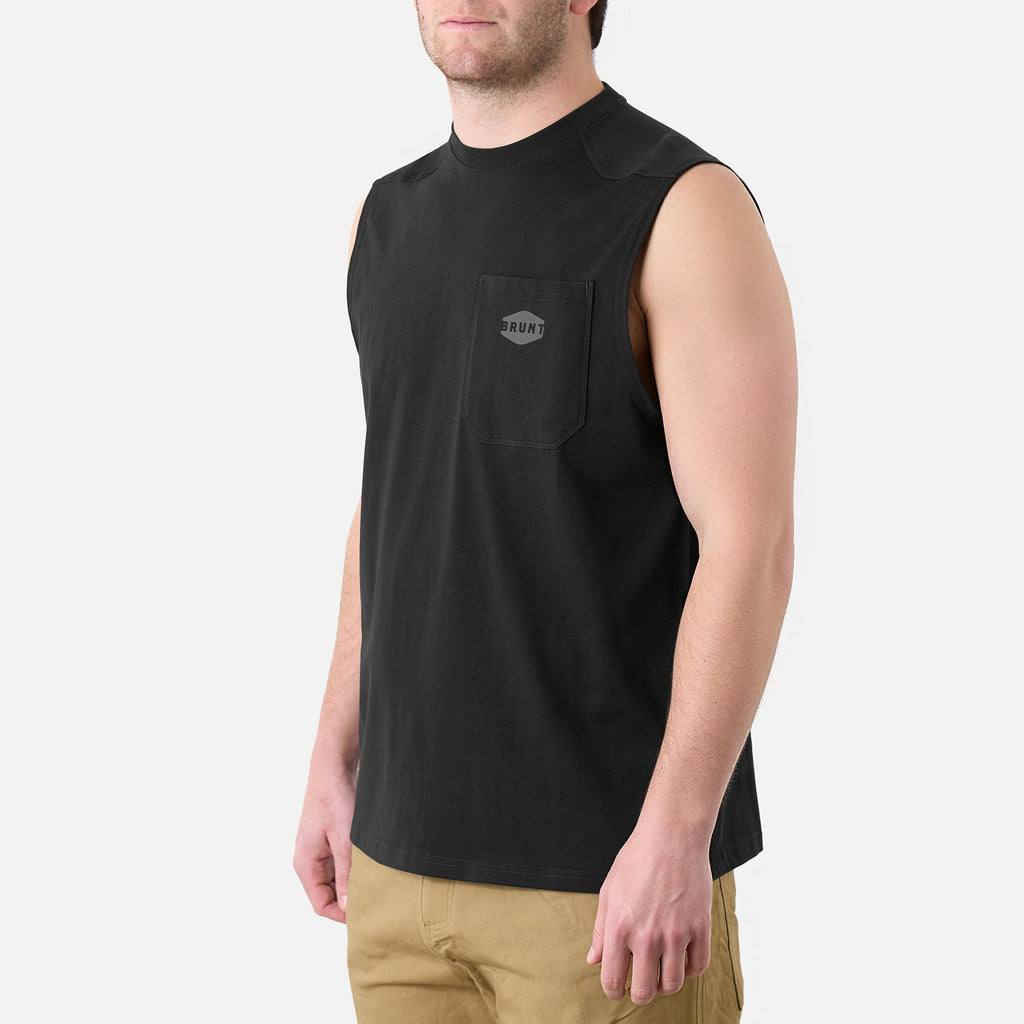 The Martin Sleeveless Pocket Tee - Black