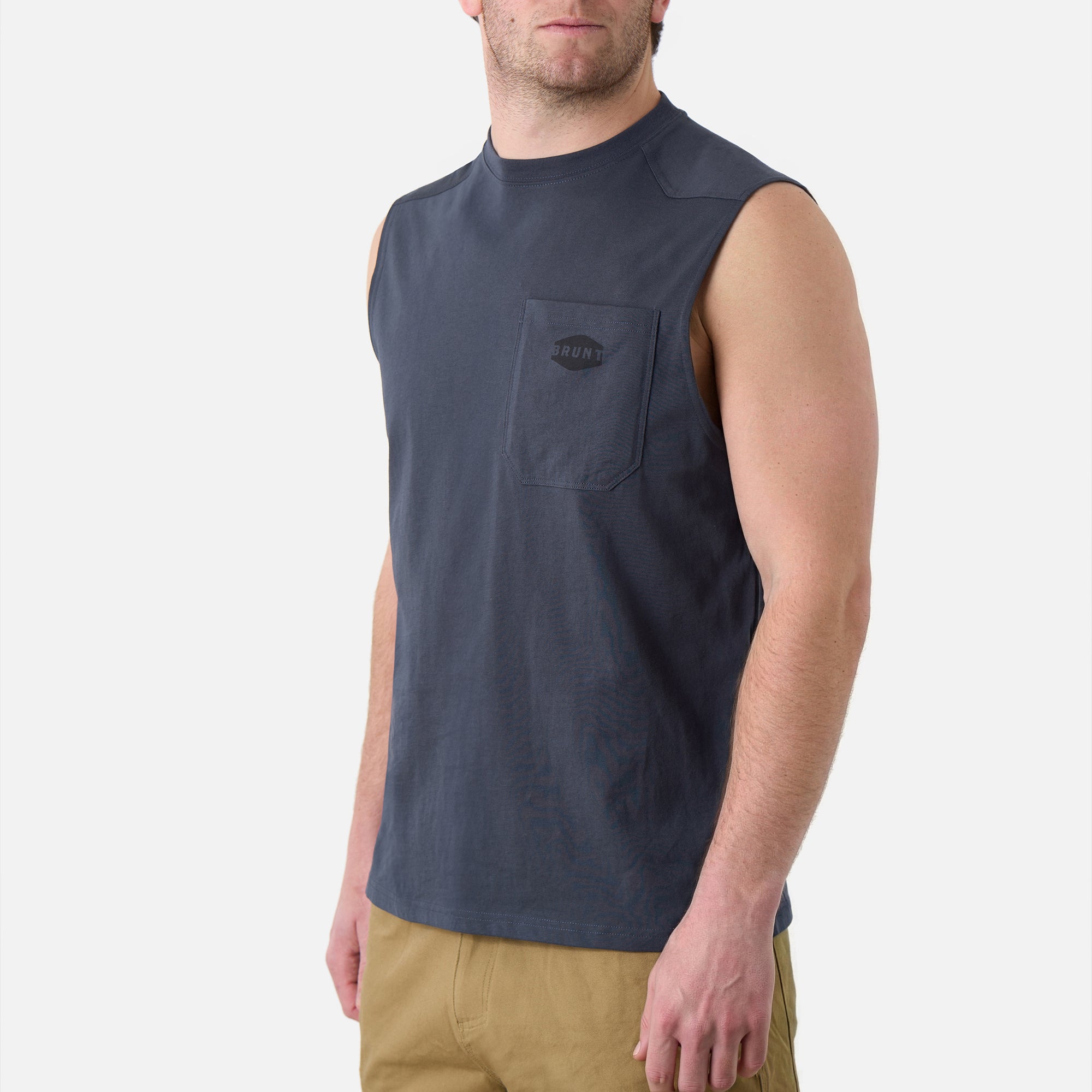 The Martin Sleeveless Pocket Tee - Navy Blue