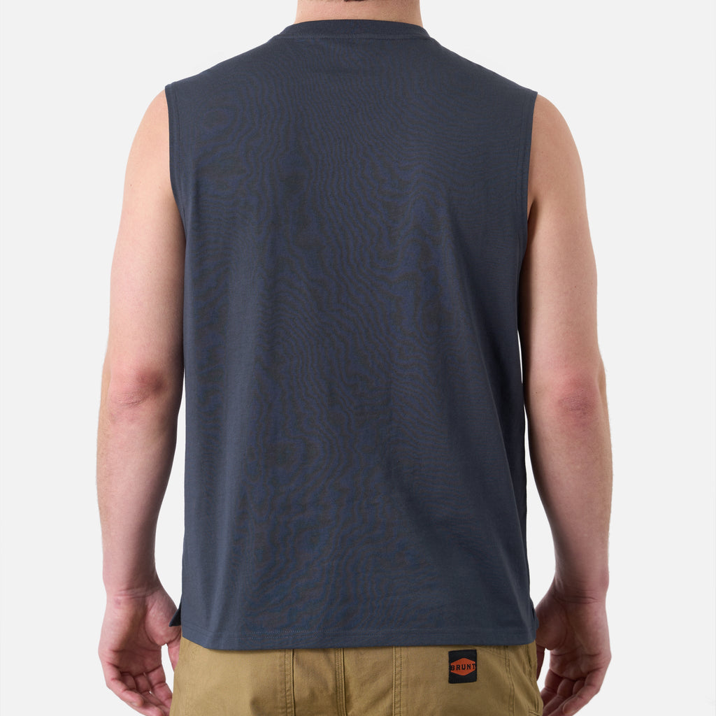 The Martin Sleeveless Pocket Tee - Navy Blue