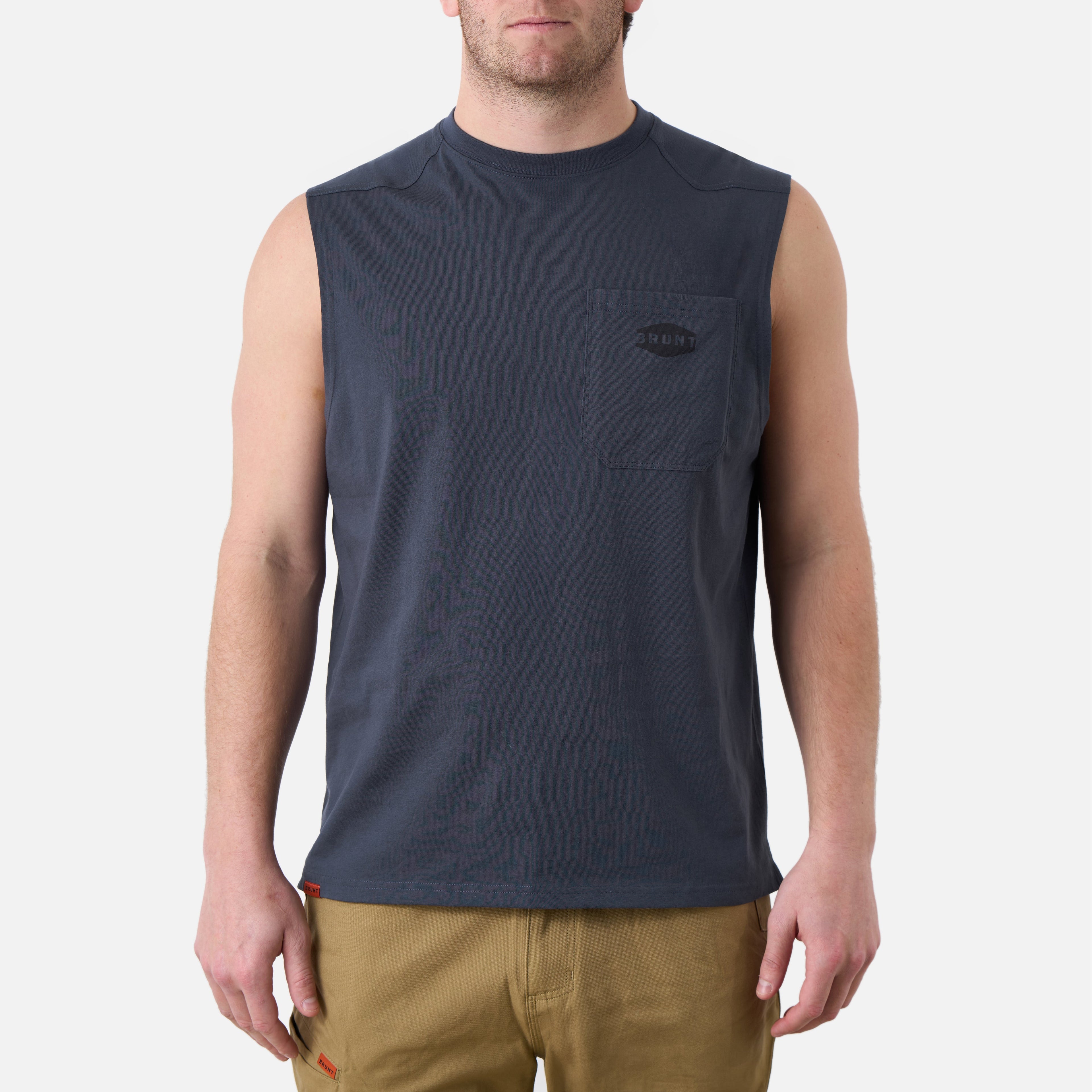 The Martin Sleeveless Pocket Tee - Navy Blue