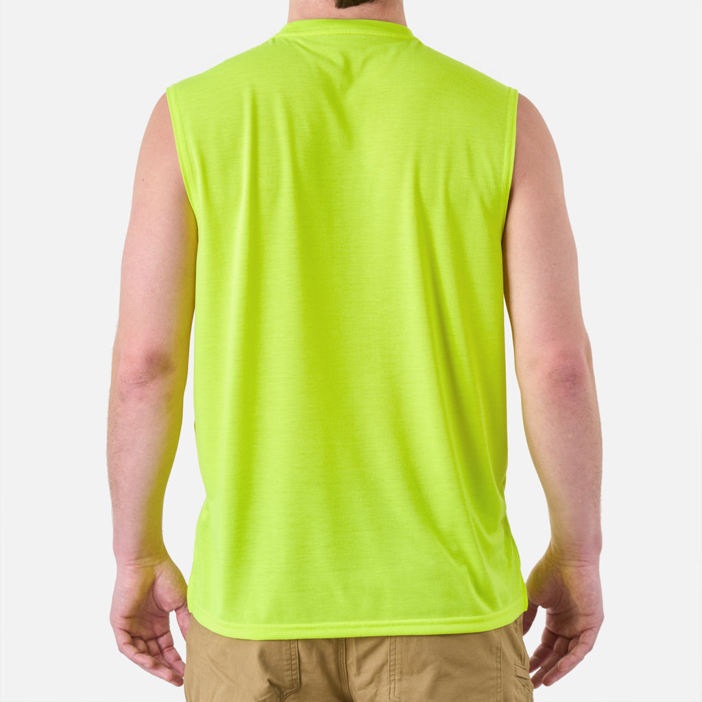 The Martin Sleeveless Pocket Tee - Safety Yellow