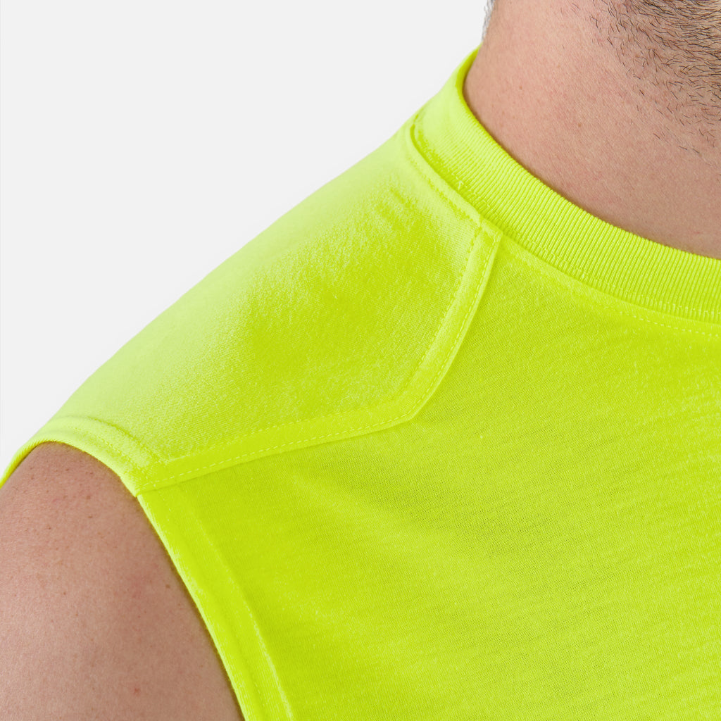 The Martin Sleeveless Pocket Tee - Safety Yellow
