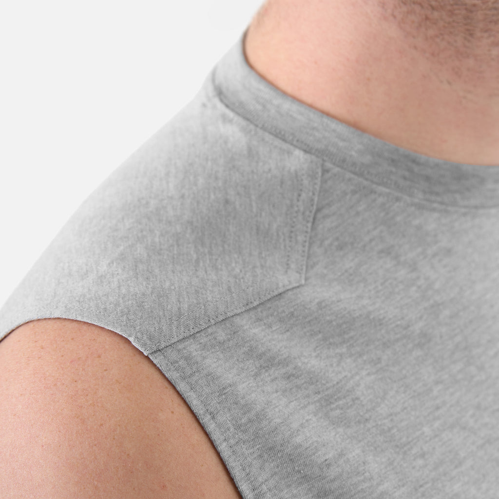 The Martin Sleeveless Pocket Tee - Light Grey Heather