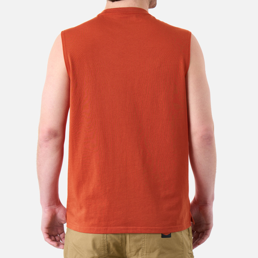The Martin Sleeveless Pocket Tee - BRUNT Orange