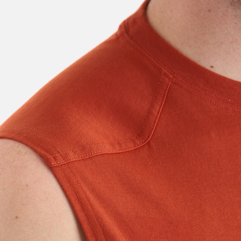The Martin Sleeveless Pocket Tee - BRUNT Orange