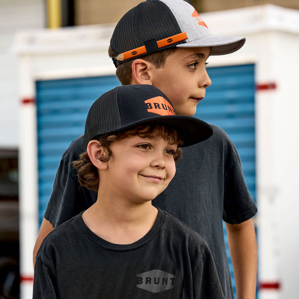 Kids Curved Brim Snapback - Grey