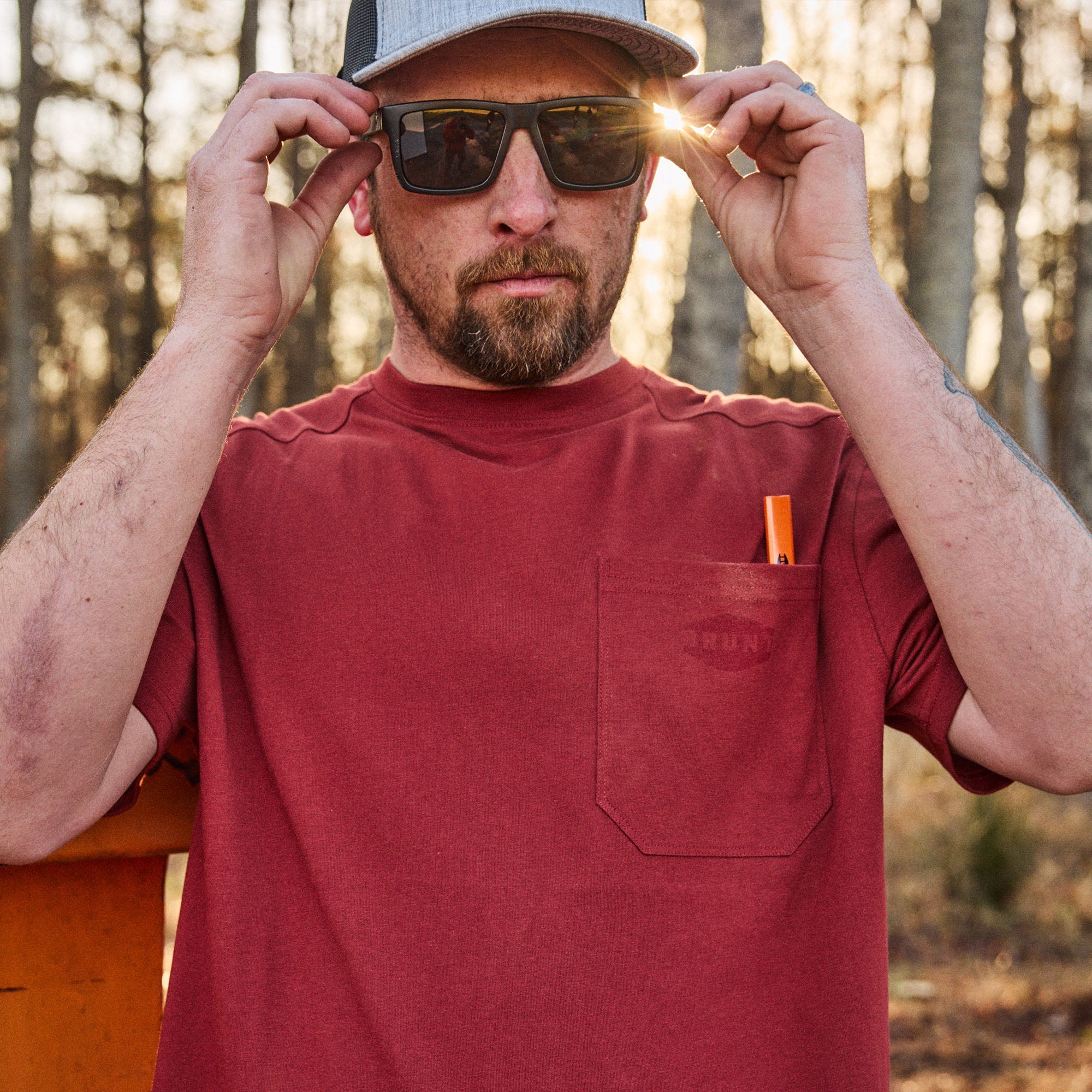 The Martin Pocket Tee - Brick Red