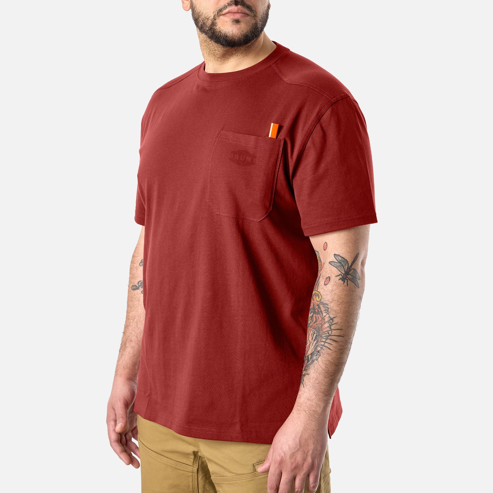 The Martin Pocket Tee - Brick Red