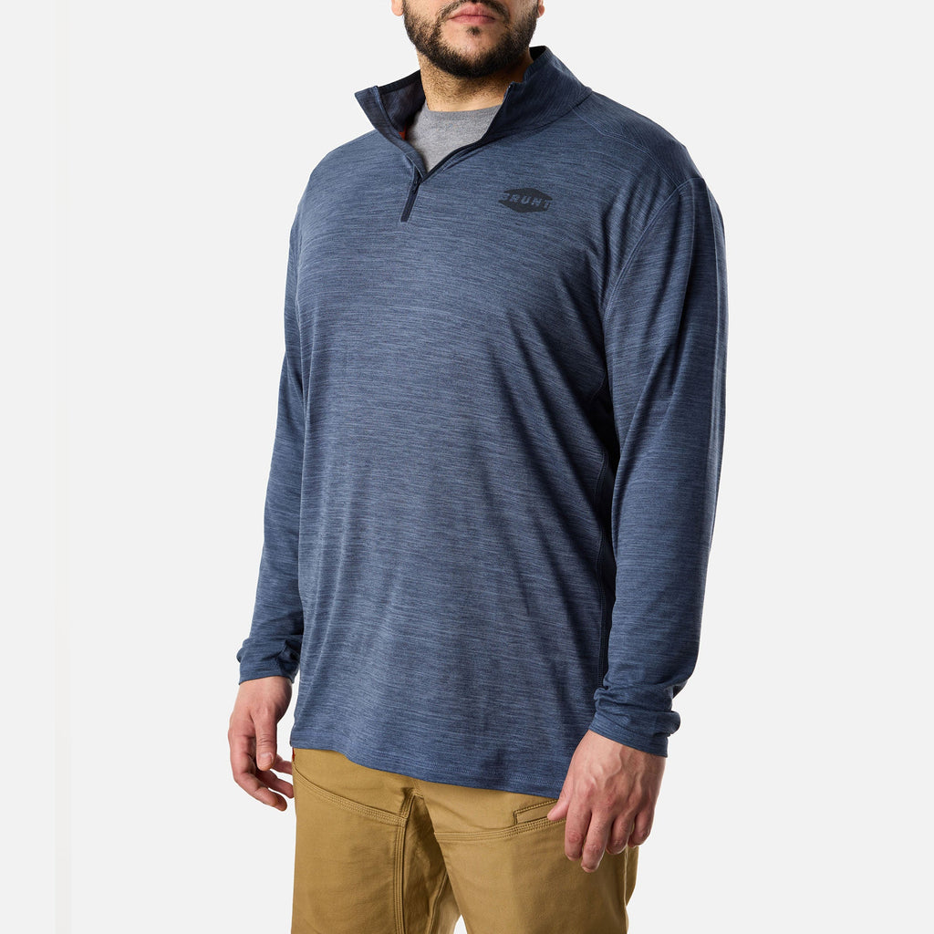 The McKenna 1\/4 Zip Long Sleeve Tech Shirt - Blue Heather