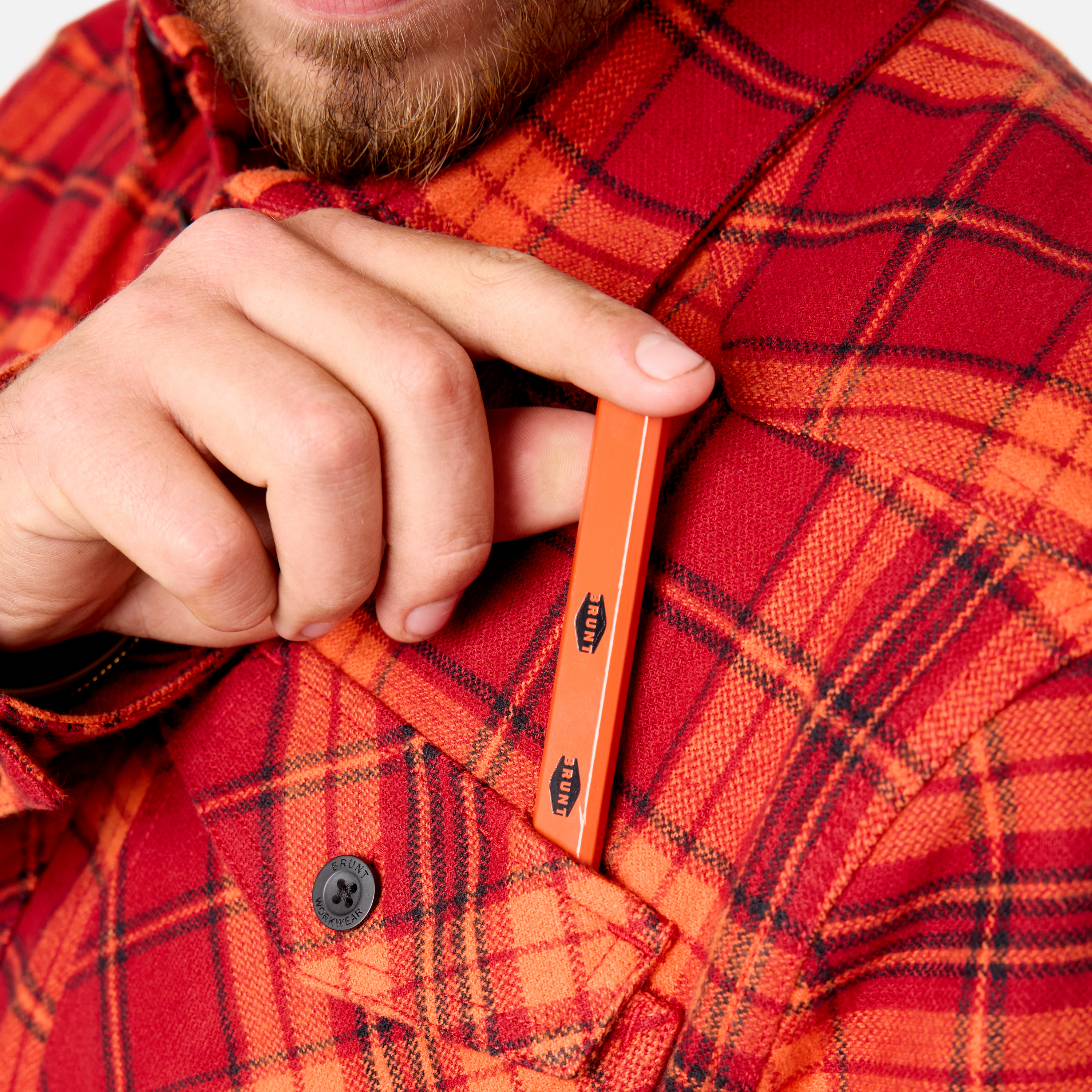 The BRUNT Flannel Shirt - Orange Plaid