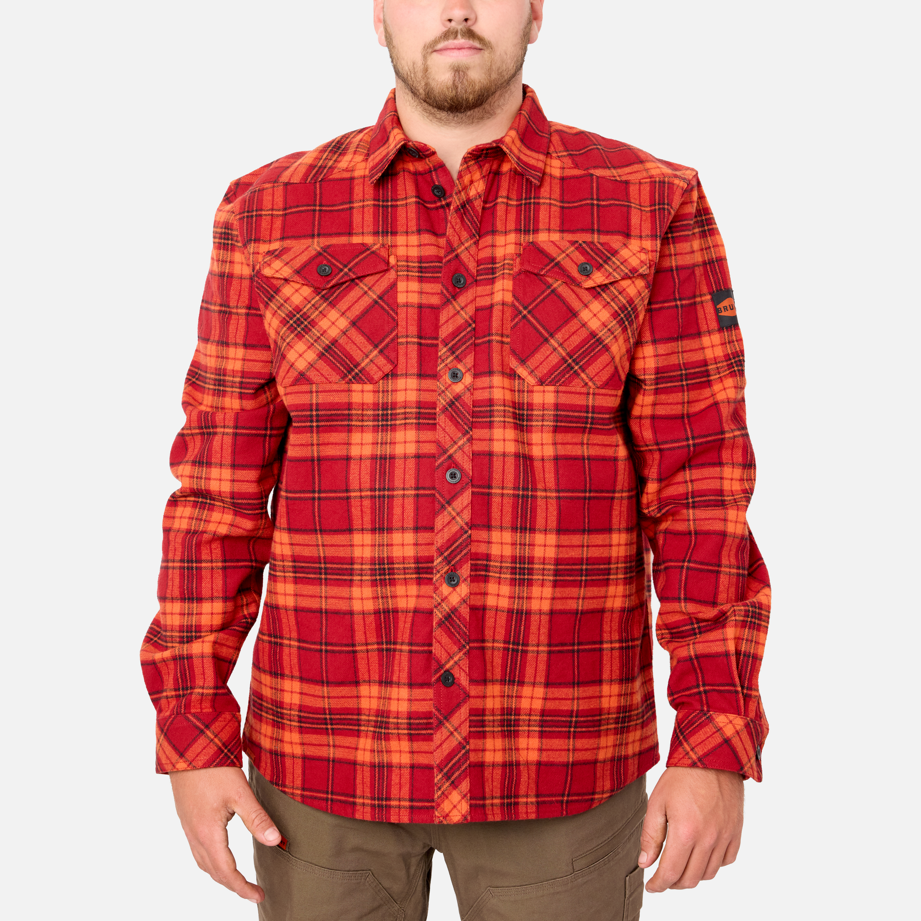 The BRUNT Flannel Shirt - Orange Plaid