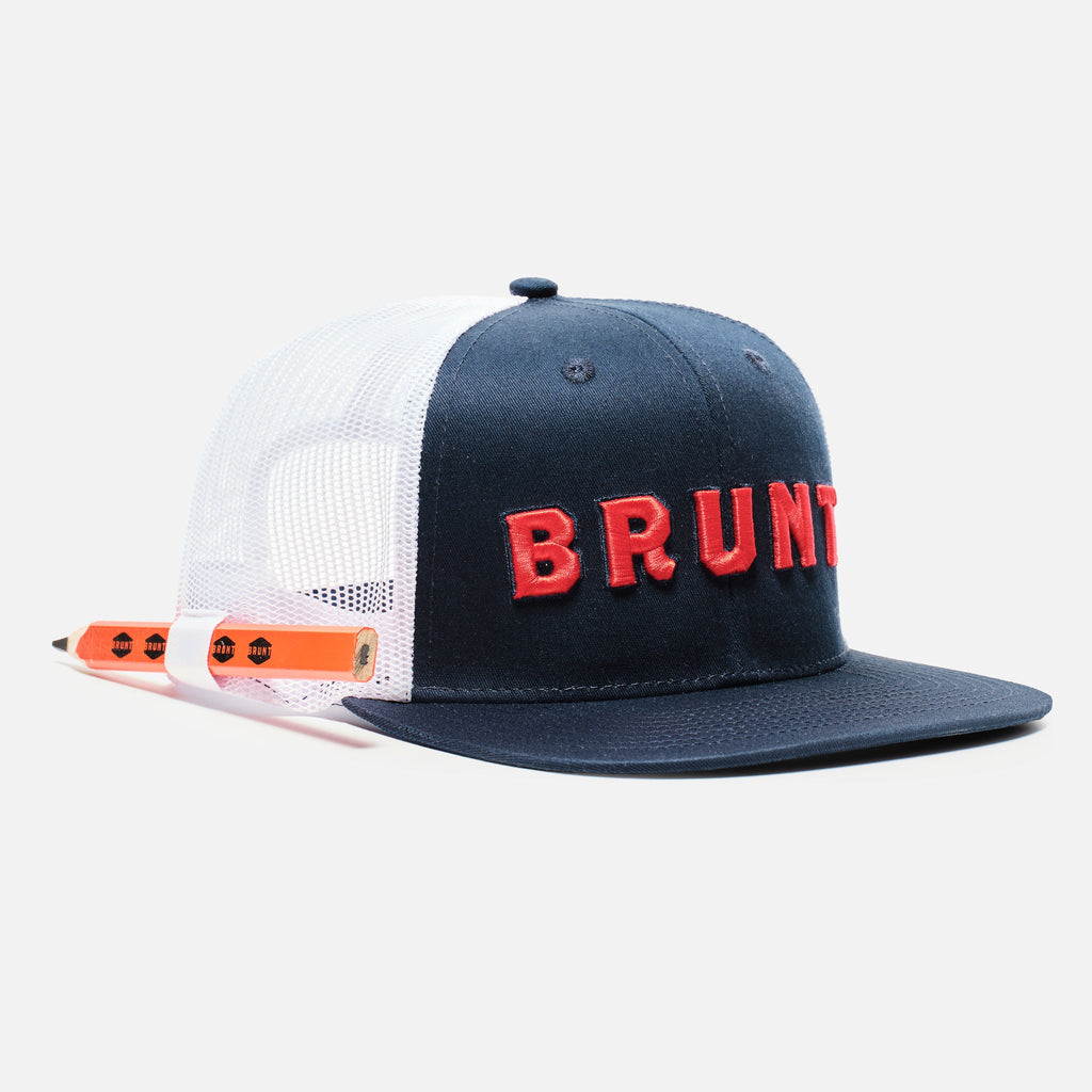 Flat Brim Snapbacks - Navy Blue and Red