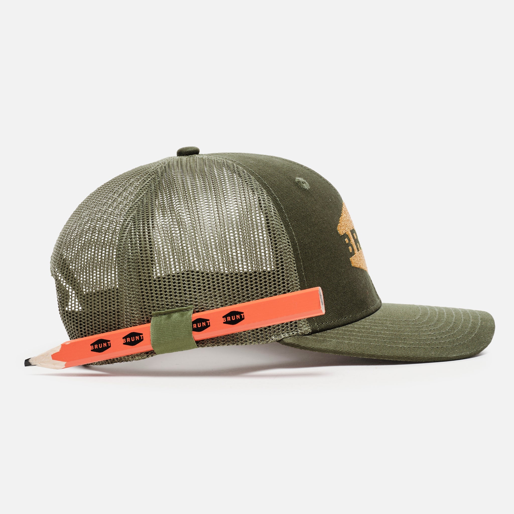 Curved Brim Snapbacks - Army Green and Gold