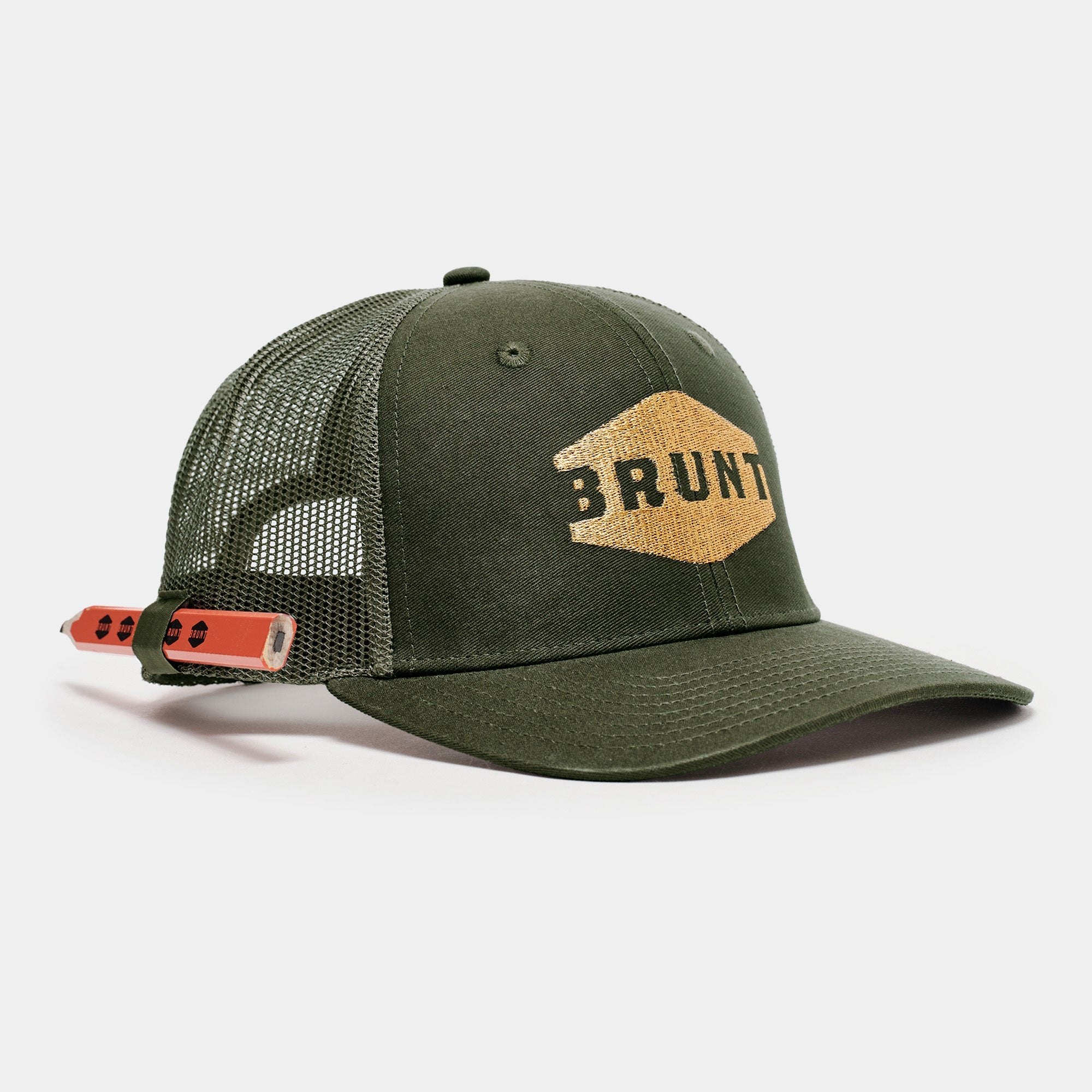Curved Brim Snapbacks - Army Green and Gold