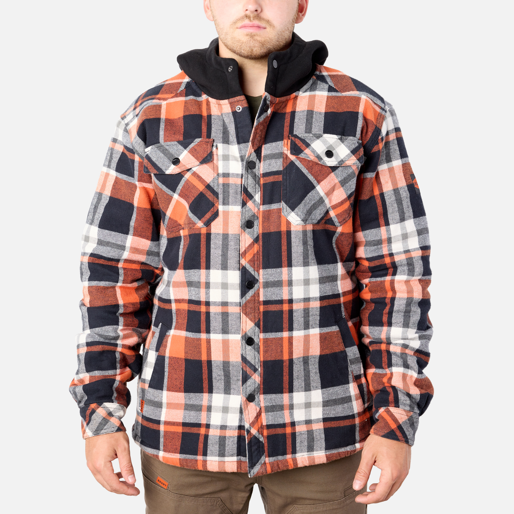 The BRUNT Flannel Jacket - Black Orange Plaid
